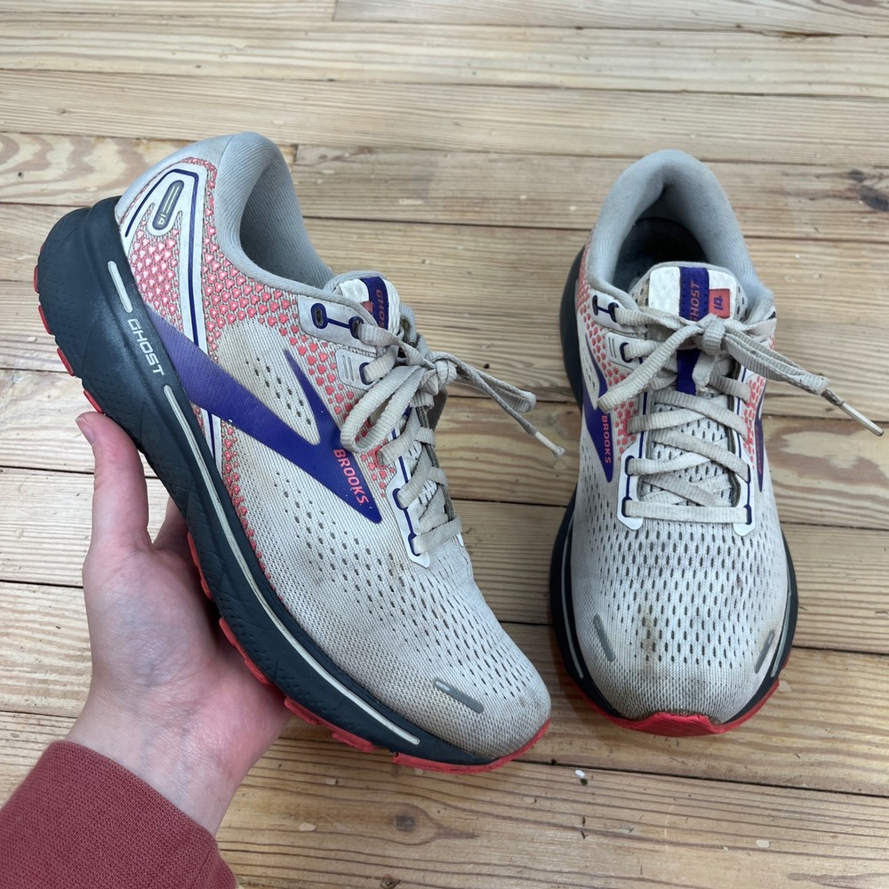 Brooks Ghost 14 Womens Running Shoes White Purple Pink 1203561B192 Size 9 Medium - Picture 1 of 10